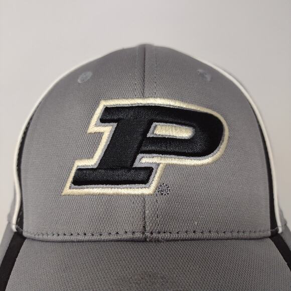 Captivating Purdue Boilermakers Hat Gray Black Stripes Embroidered Logo Train - Picture 4 of 13